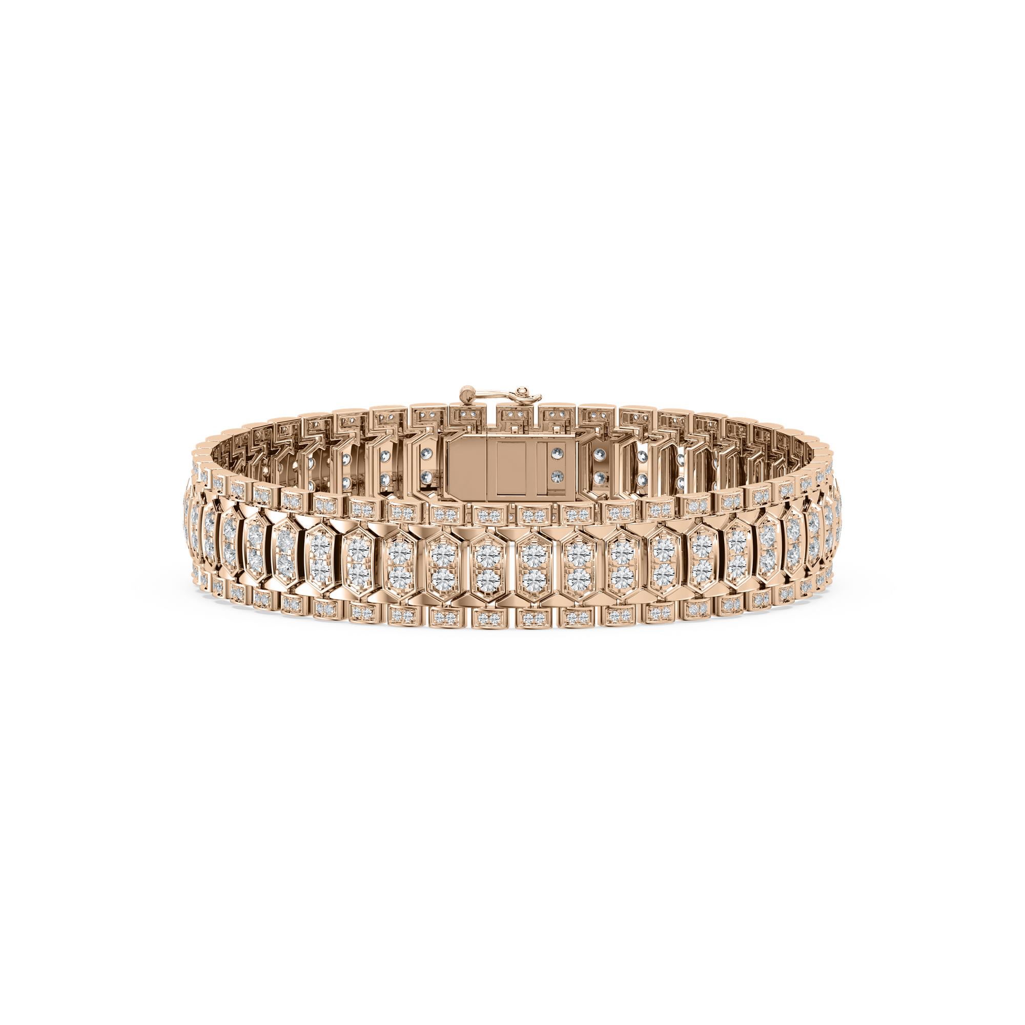 Grand Pavé Diamond Cluster Bracelet in Rose Gold