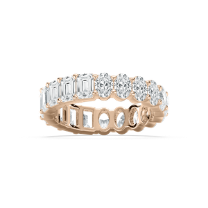 Half Emerald Half Oval Eternity Ring in Rose Gold