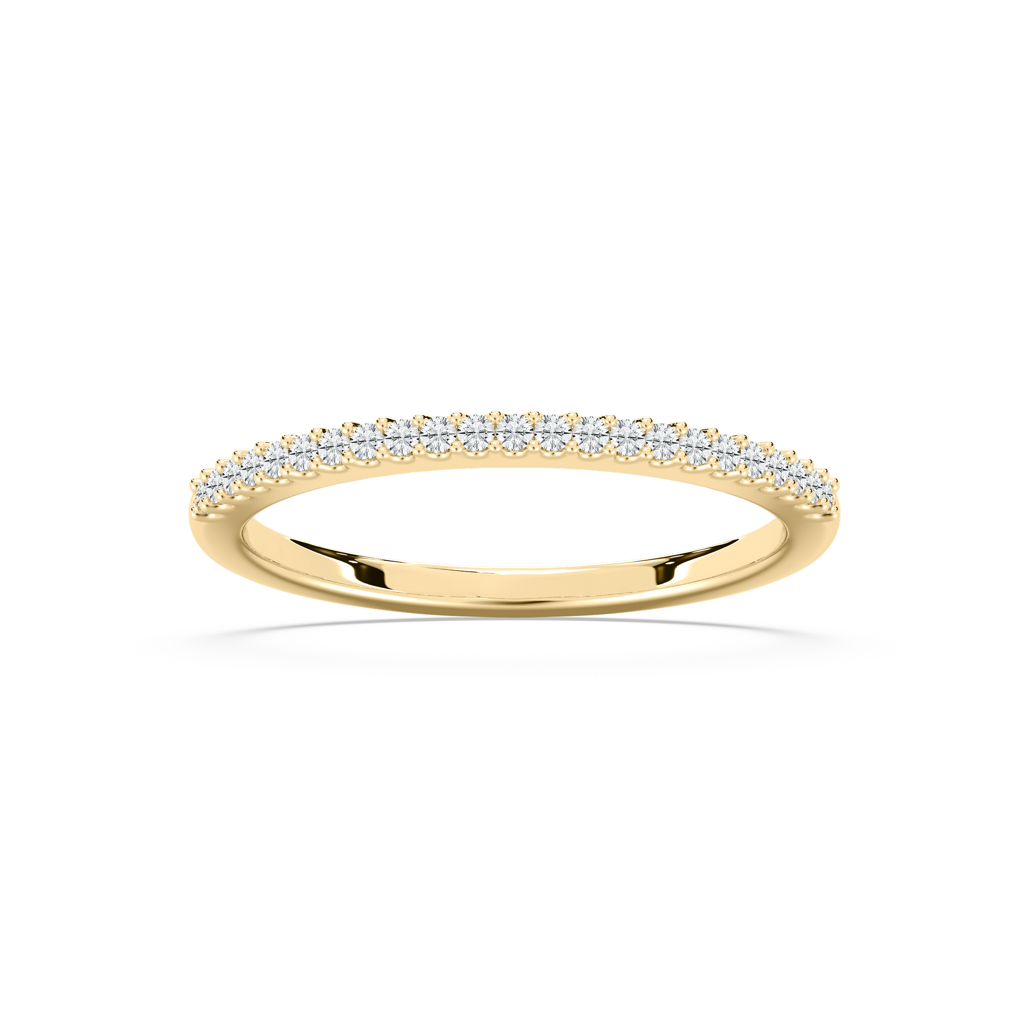 Half Round Stackable Band with 0.13ctw Lab-Grown Diamonds in 10K Yellow Gold – Size 7