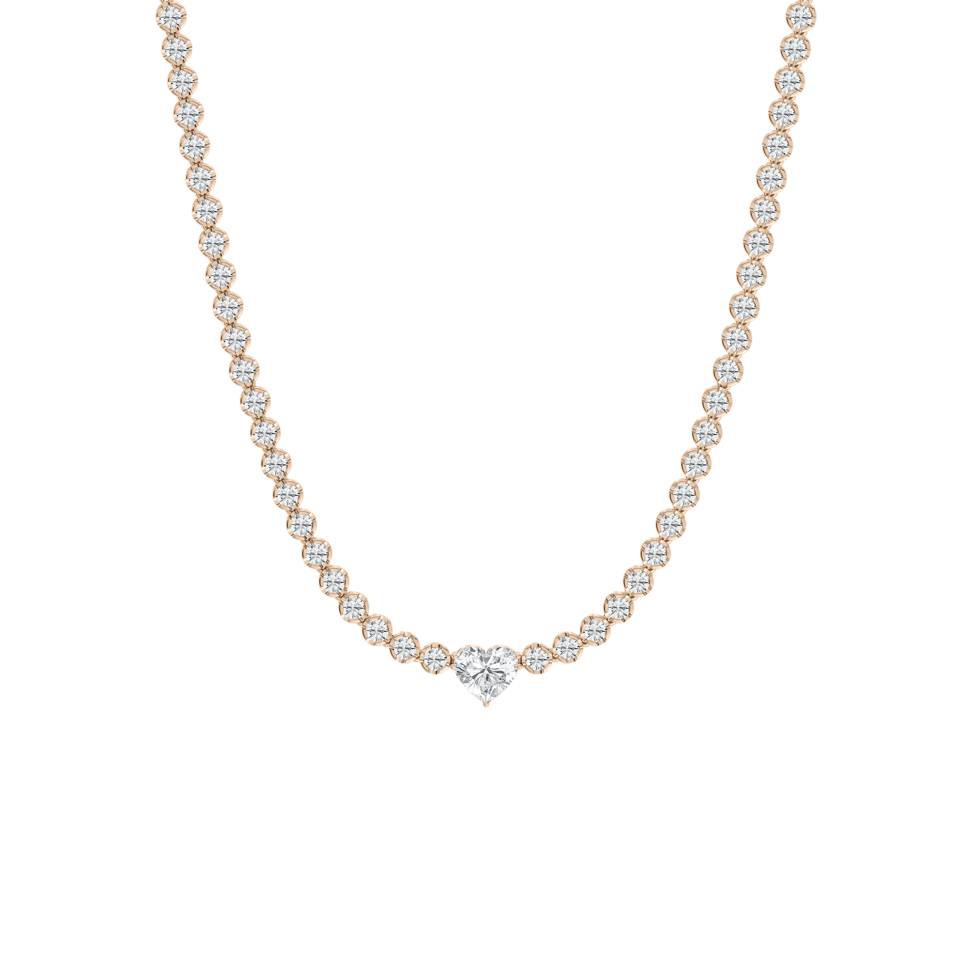 Heart Center Diamond Necklace in Rose Gold