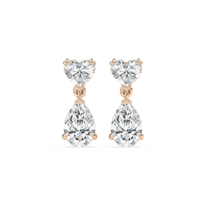 Heart & Pear Drop Diamond Earrings in Rose Gold
