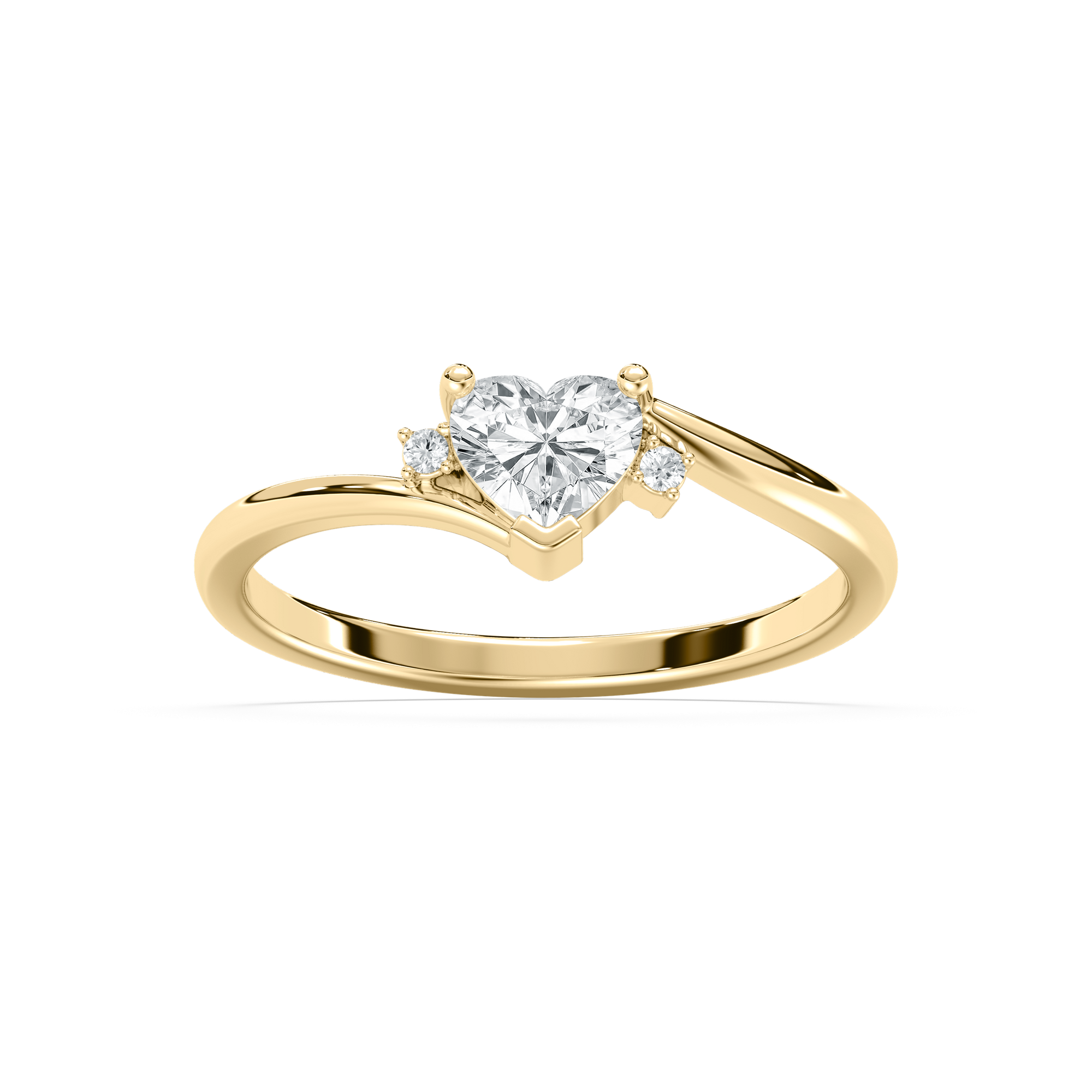 Heart Stack Ring – 0.52ctw Lab-Grown Diamonds in 14K Yellow Gold, Size 6.5