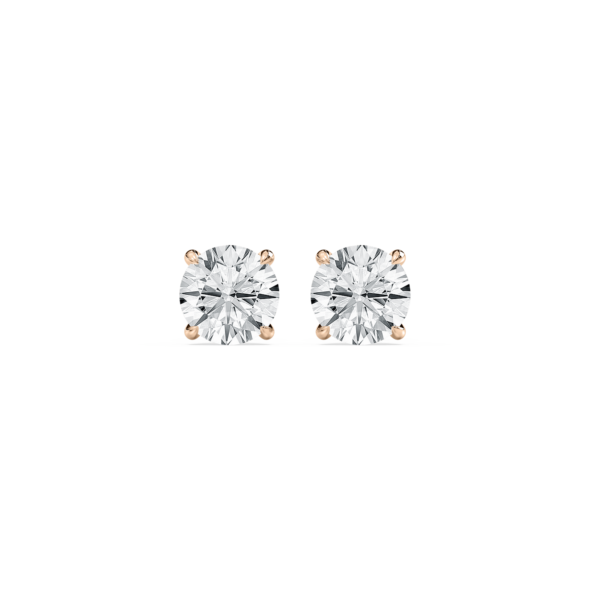 Hidden Halo Round Diamond Earrings in Rose Gold