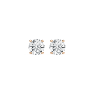Hidden Halo Round Diamond Earrings in Rose Gold
