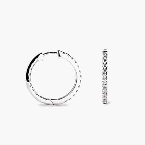 inside out hoop earrings featuring lab grown diamonds set in recycled white gold by MiaDonna