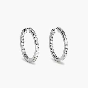inside out hoop earrings featuring lab grown diamonds set in recycled white gold by MiaDonna