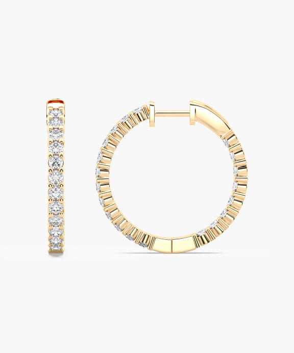 Inside Out Hoop Earrings in Yellow Gold | Miadonna