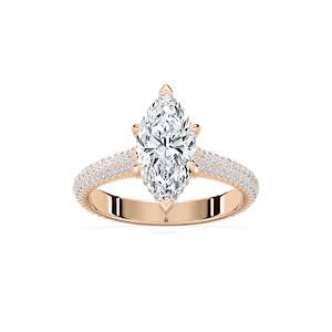 Jessa Luxe Pave Marquise Engagement Ring in Rose Gold