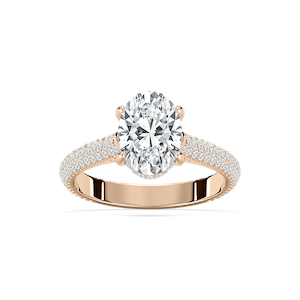 Jessa Luxe Pave Oval Engagement Ring in Rose Gold