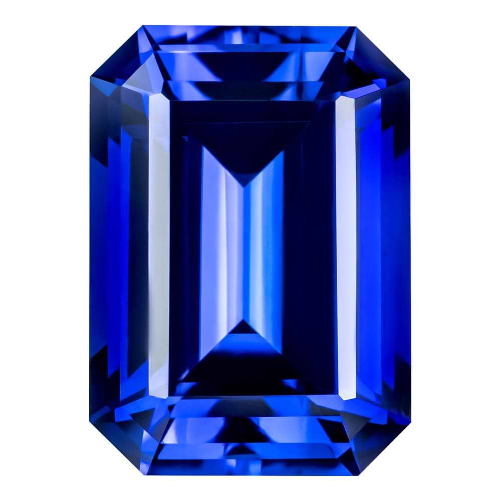 4.70 Carat Emerald Cut Lab-Created Blue Sapphire