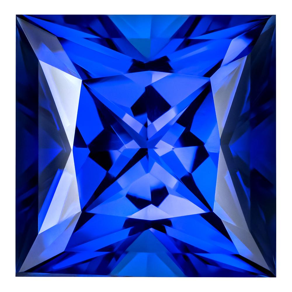 2.52 Carat Princess Cut Lab-Created Blue Sapphire