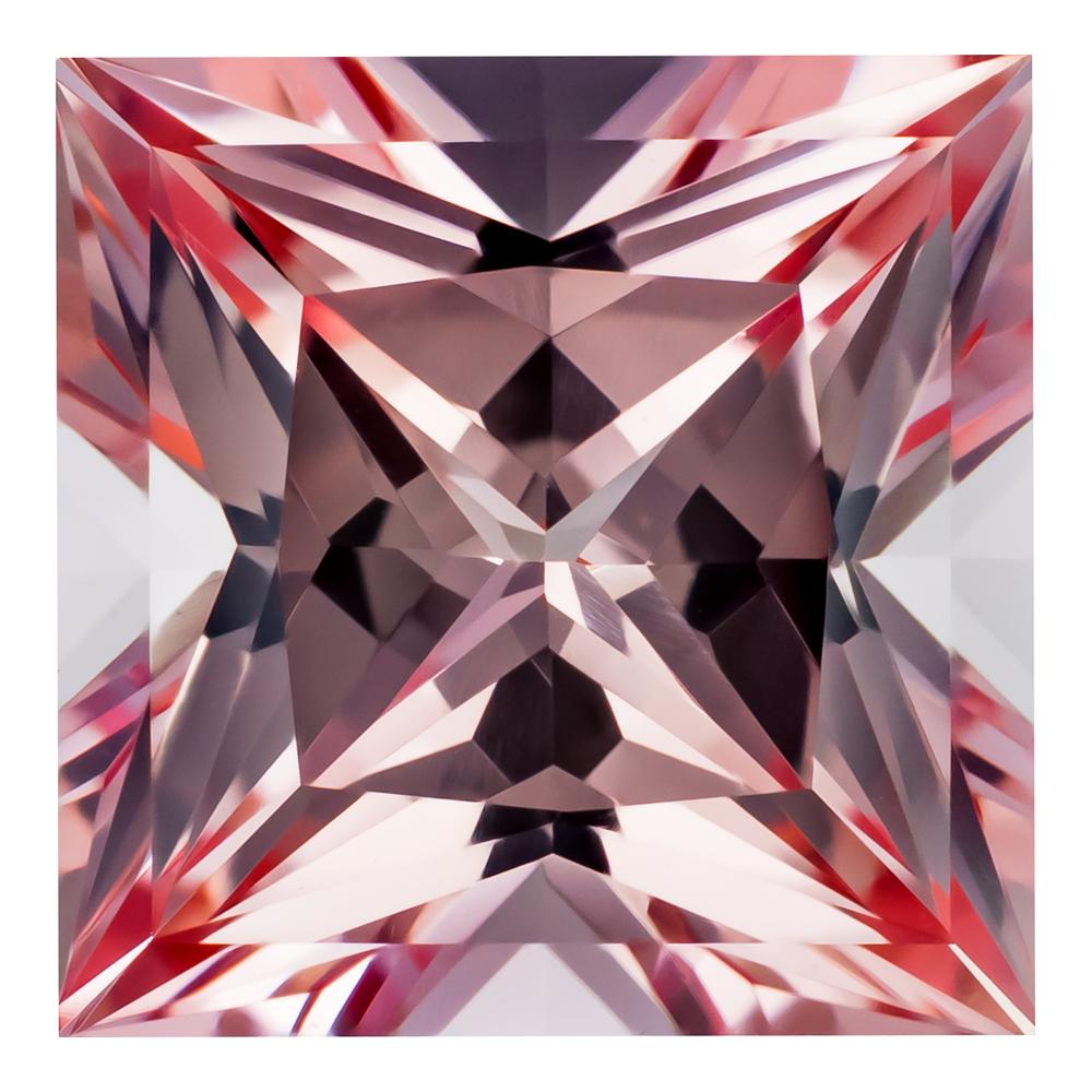 0.92 Carat Princess Cut Lab-Created Pink Champagne Sapphire