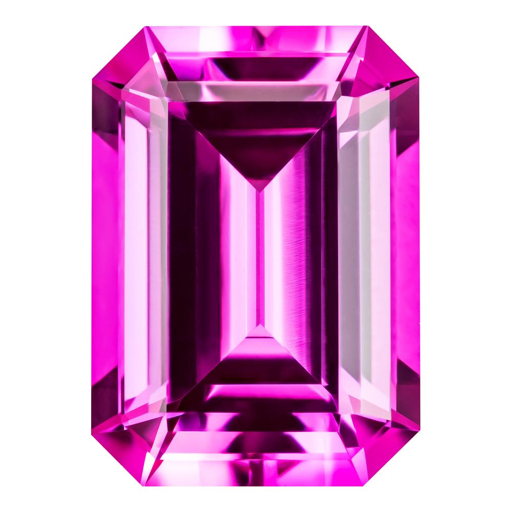 3.22 Carat Emerald Cut Lab-Created Pink Champagne Sapphire