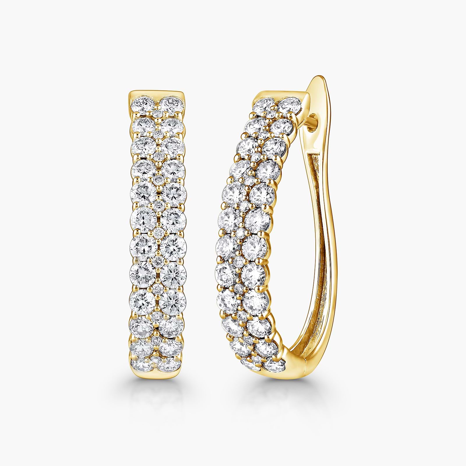 Round Lab Grown Diamond Double-Row Hinge-Back Hoop Earrings