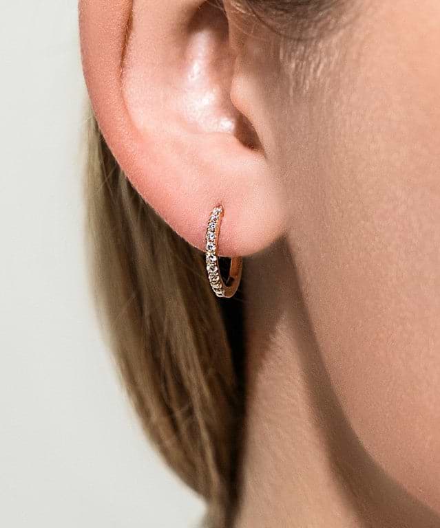 Huggie Earrings set with Lab Grown Diamonds and White Gold