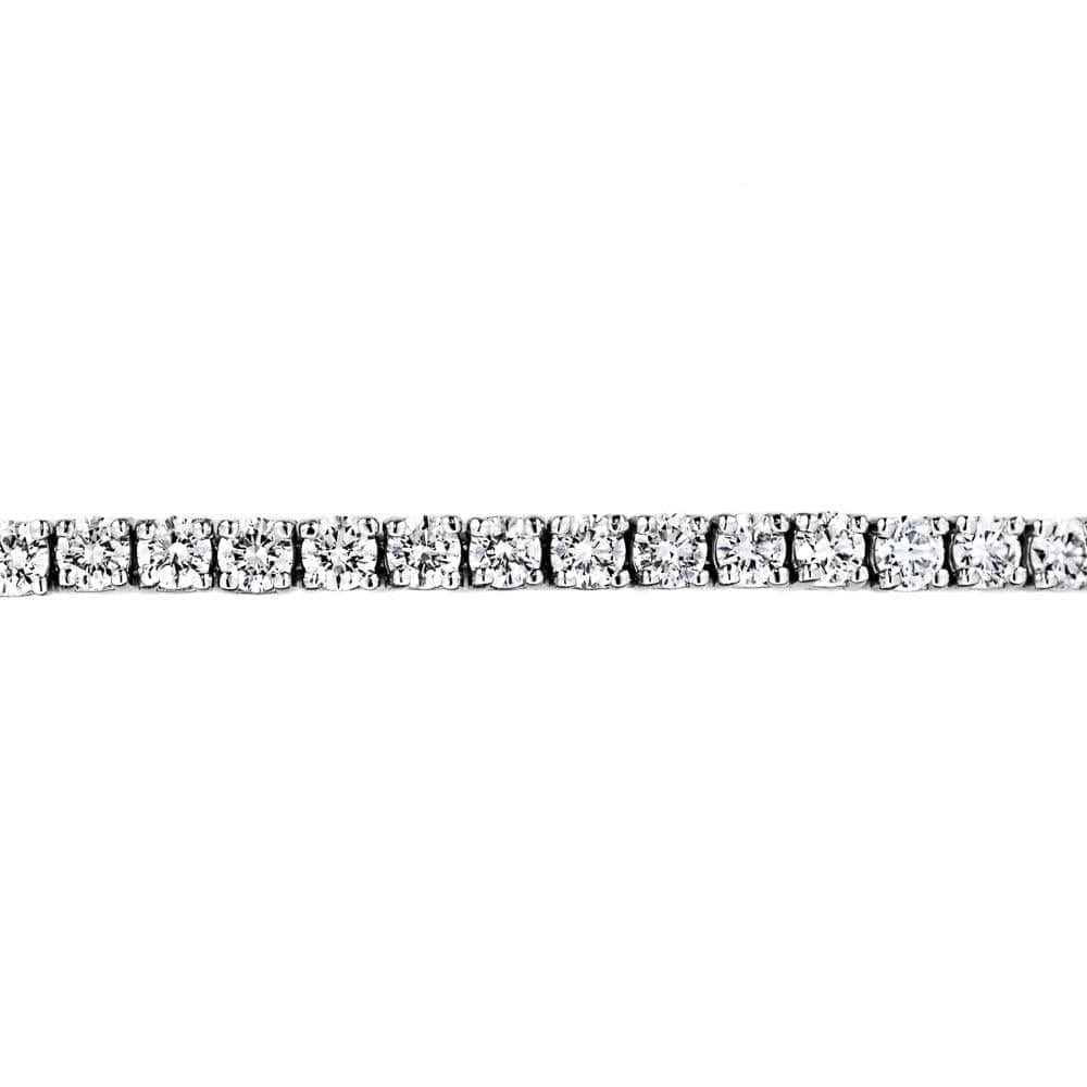Shown in 14K White Gold|lab grown diamond tennis bracelet set in 14k white gold recycled metal by MiaDonna