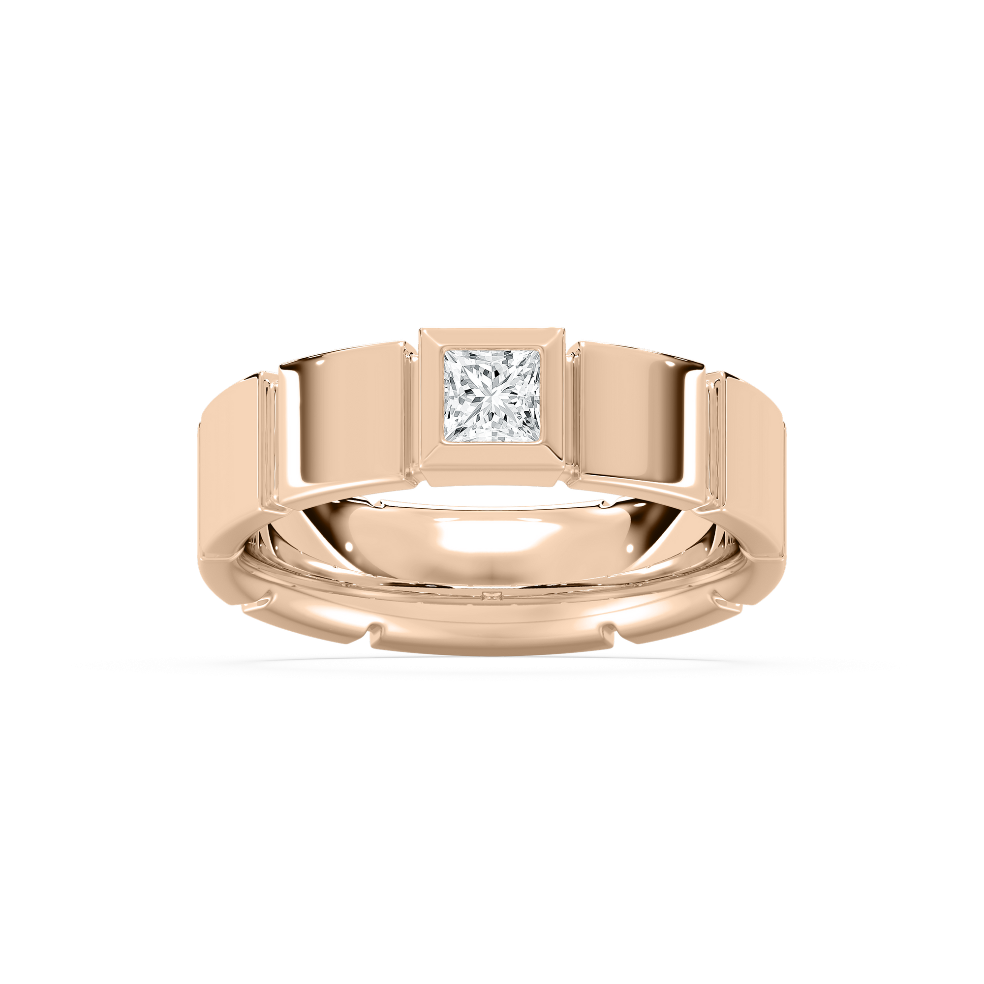 Liam Square Cut Wide Band in Rose Gold