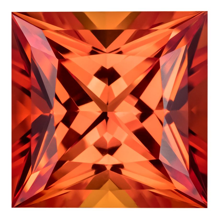 1.60 Carat Princess Cut Lab-Created Padparadscha