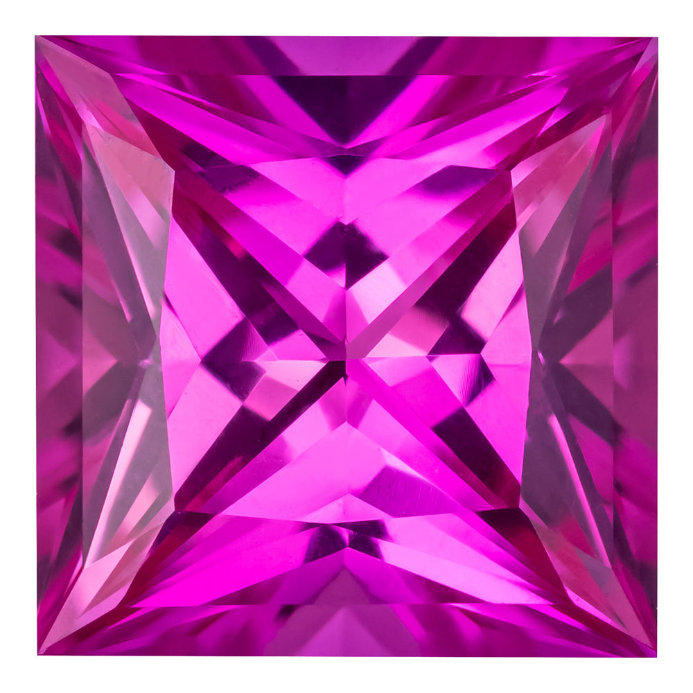3.75 Carat Princess Cut Lab-Created Pink Sapphire
