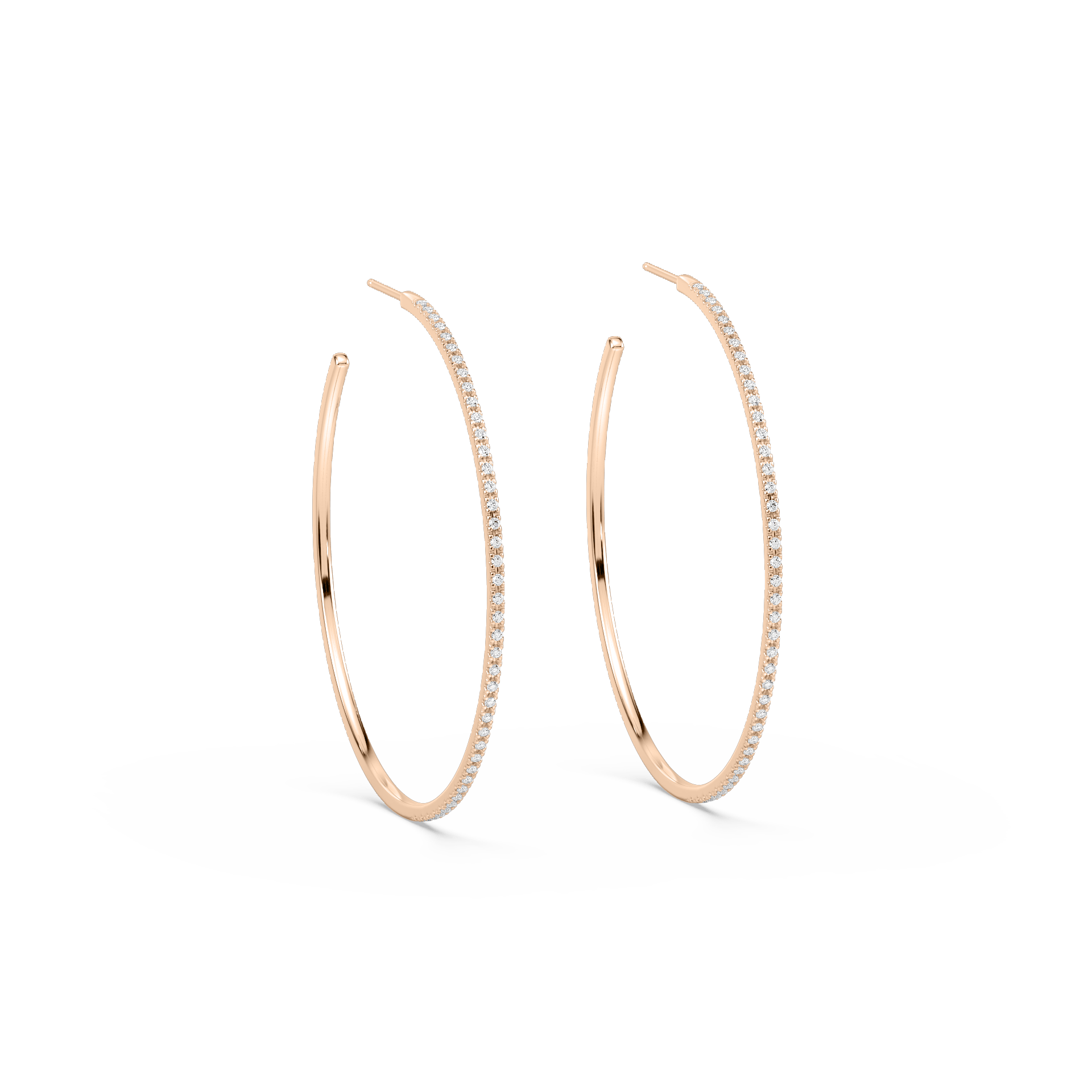 1/2 ctw Round Lab Grown Diamond 2 Inch Skinny Hoop Earrings