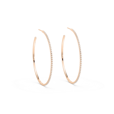 1/2 ctw Round Lab Grown Diamond 2 Inch Skinny Hoop Earrings
