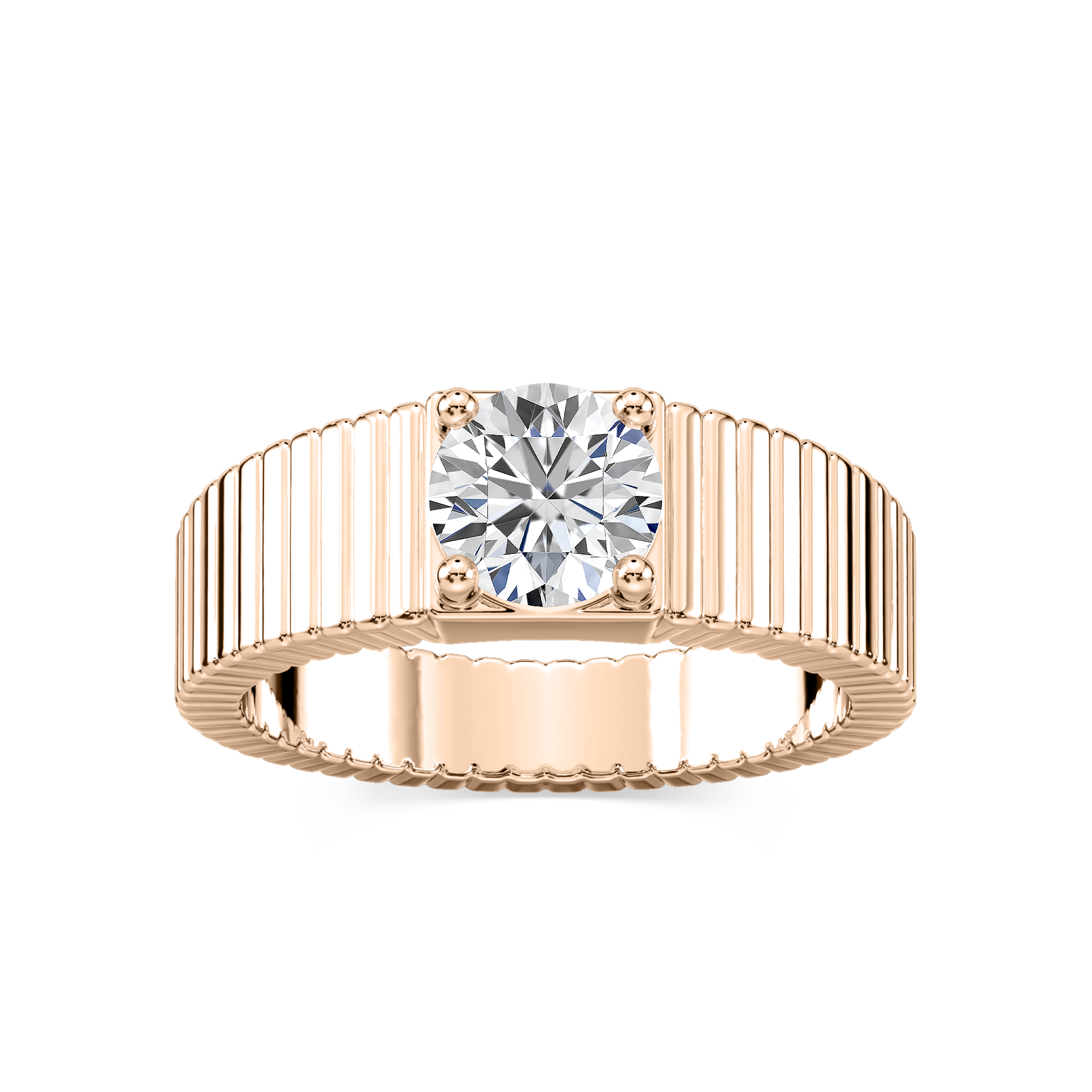 Noelle 1 ctw Round Lab Grown Diamond Fluted Solitaire Engagement Ring