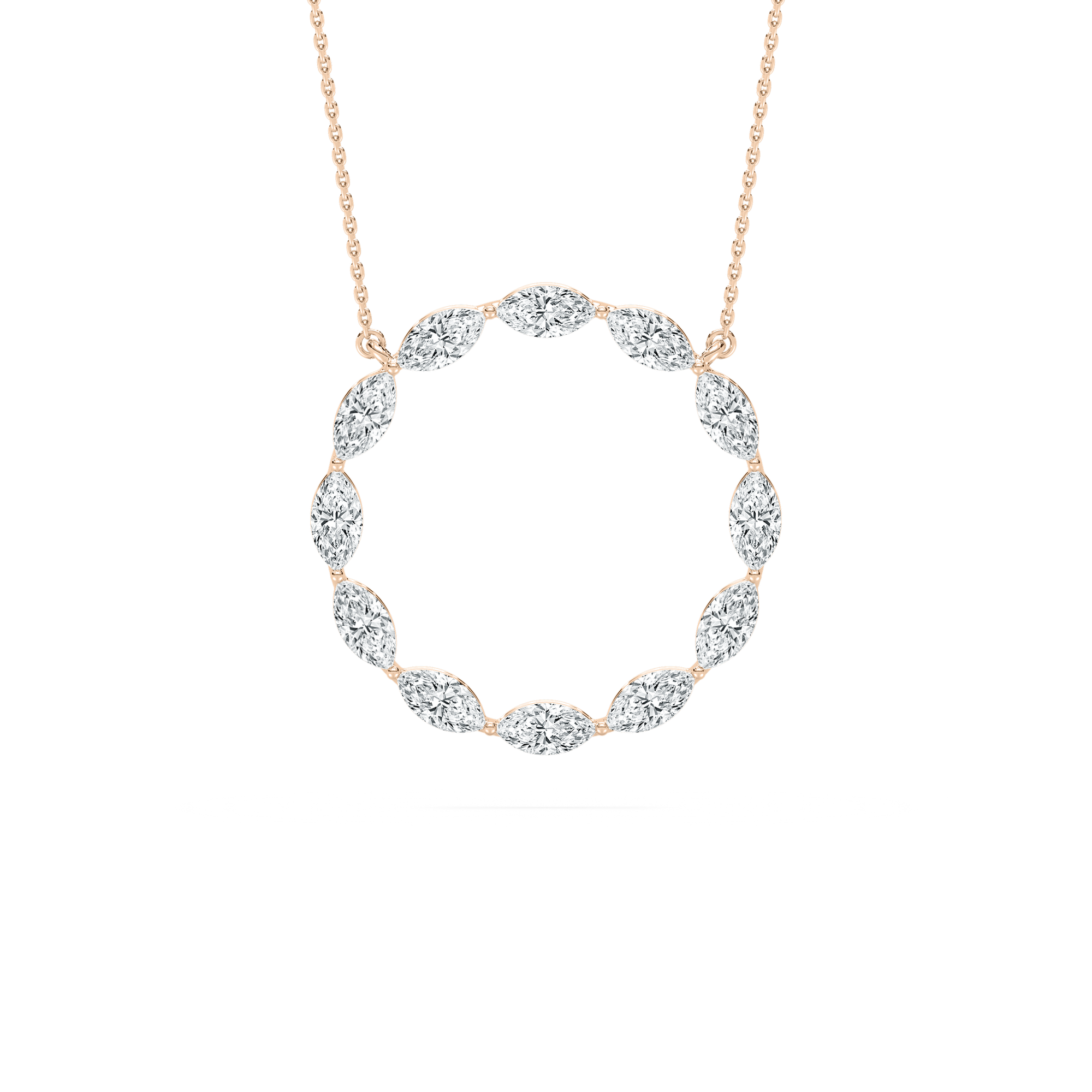 Marquise Circle Necklace in Rose Gold