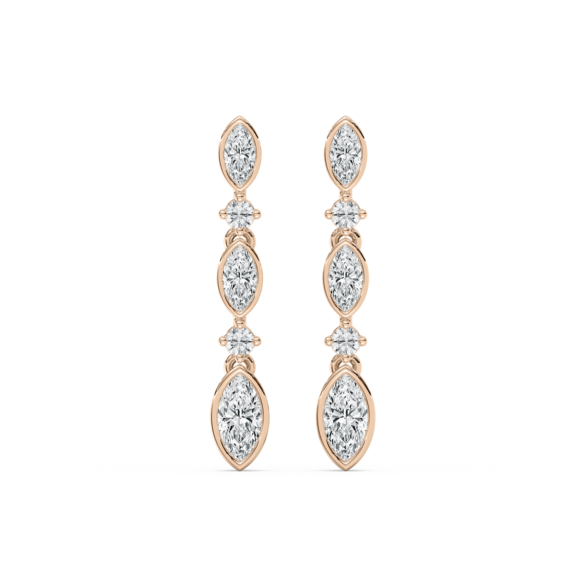 Marquise Diamond Drop Earrings in Rose Gold