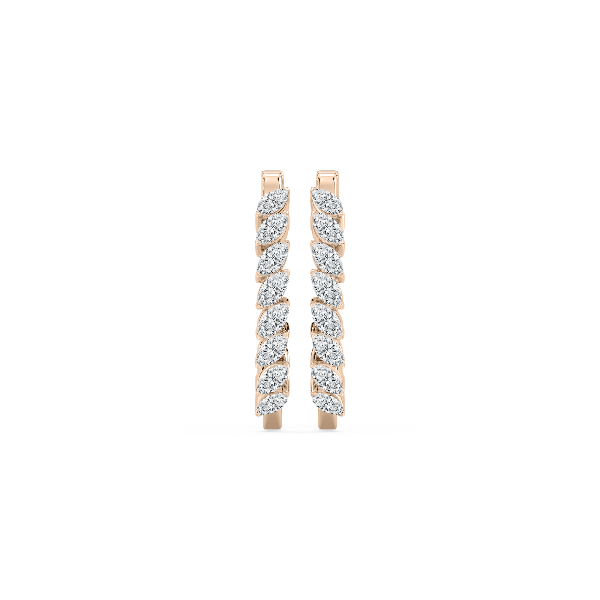 Marquise Diamond Hoop Earrings in Rose Gold