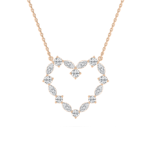 Marquise Heart Necklace in 14K Rose Gold