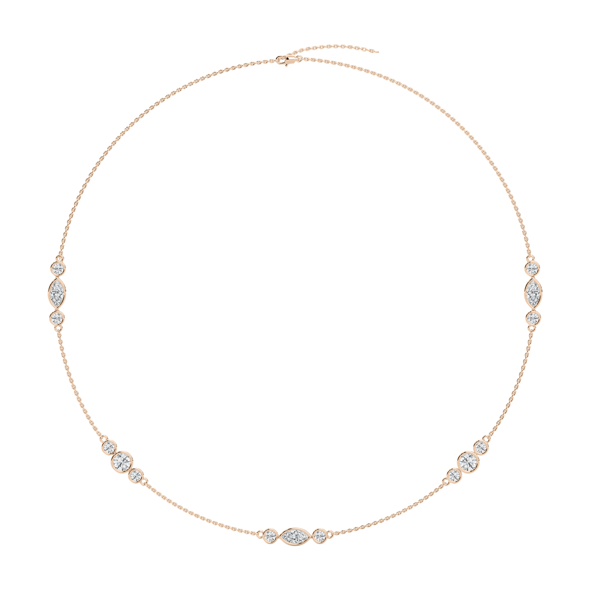 Marquise Round Chain Necklace in Rose Gold