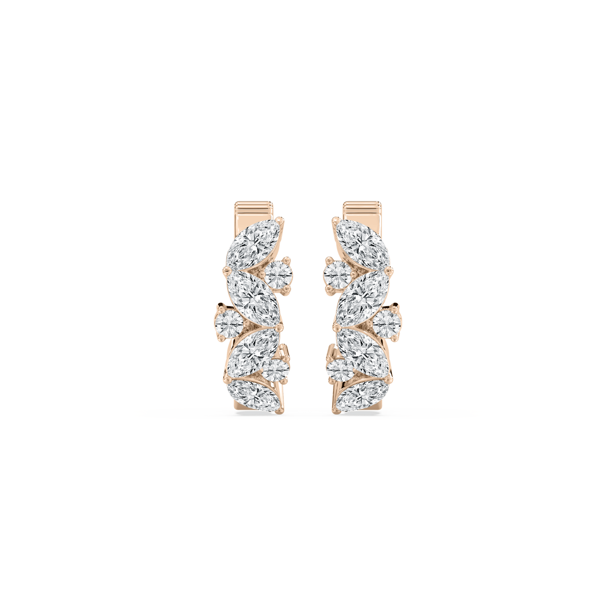 Marquise and Round Petite Hoops in Rose Gold