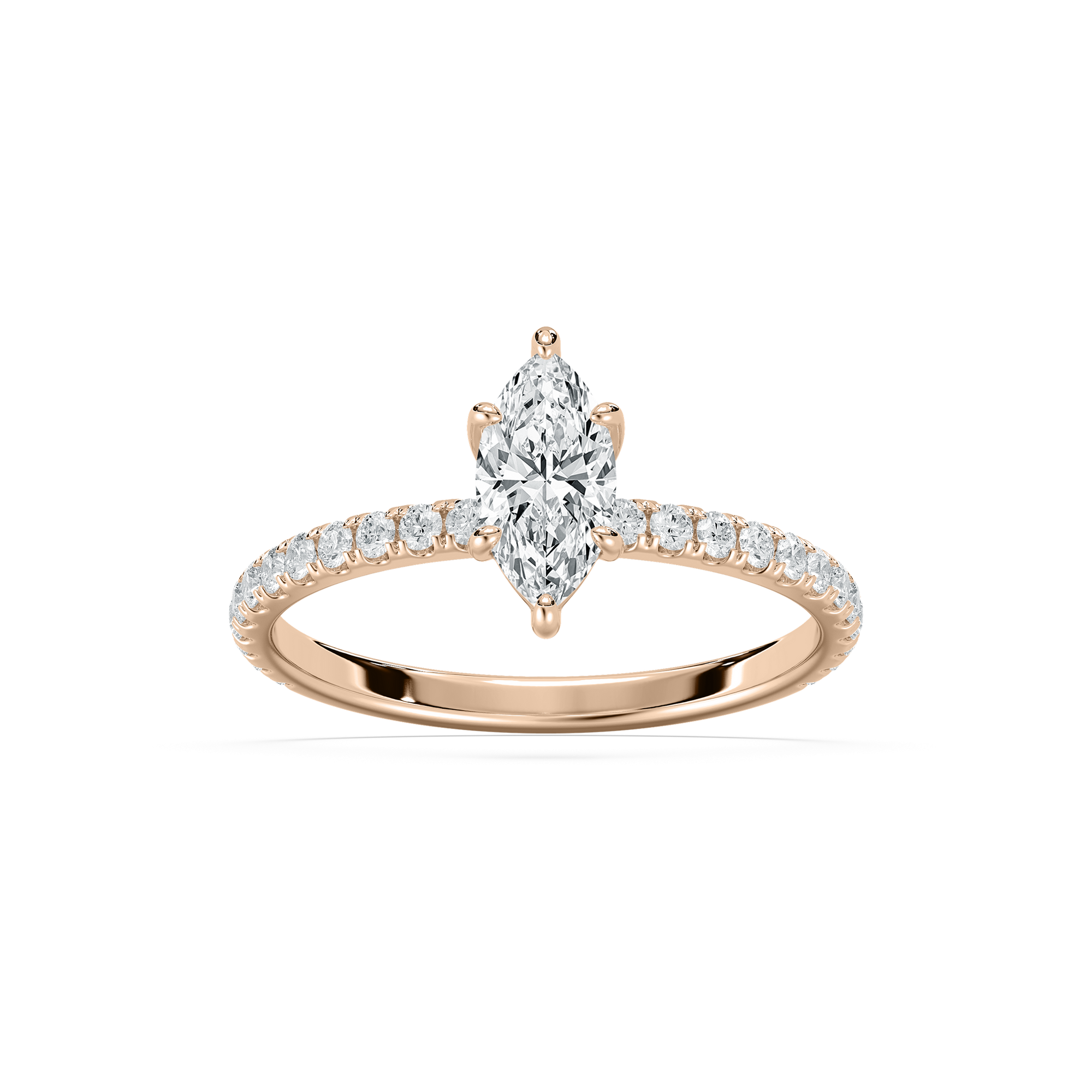 Maura Petite Marquise Engagement Ring in 14K Rose Gold
