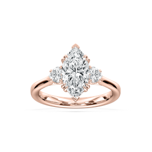 Merryn Marquise Three Stone Ring in Rose Gold