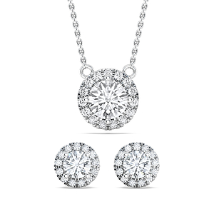 Halo Pendant and Earrings Set