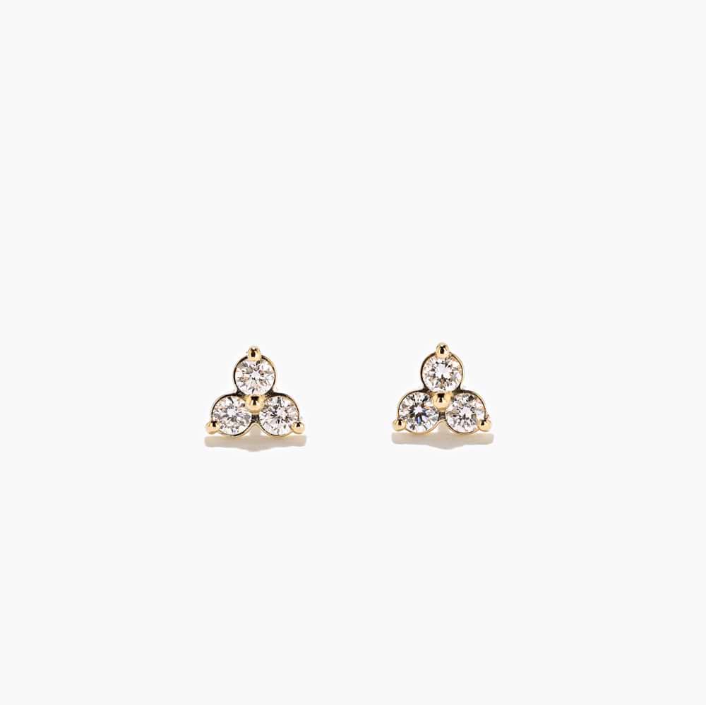 Shown in 14K Yellow Gold|yellow gold micro cluster earrings with lab grown diamonds by MiaDonna
