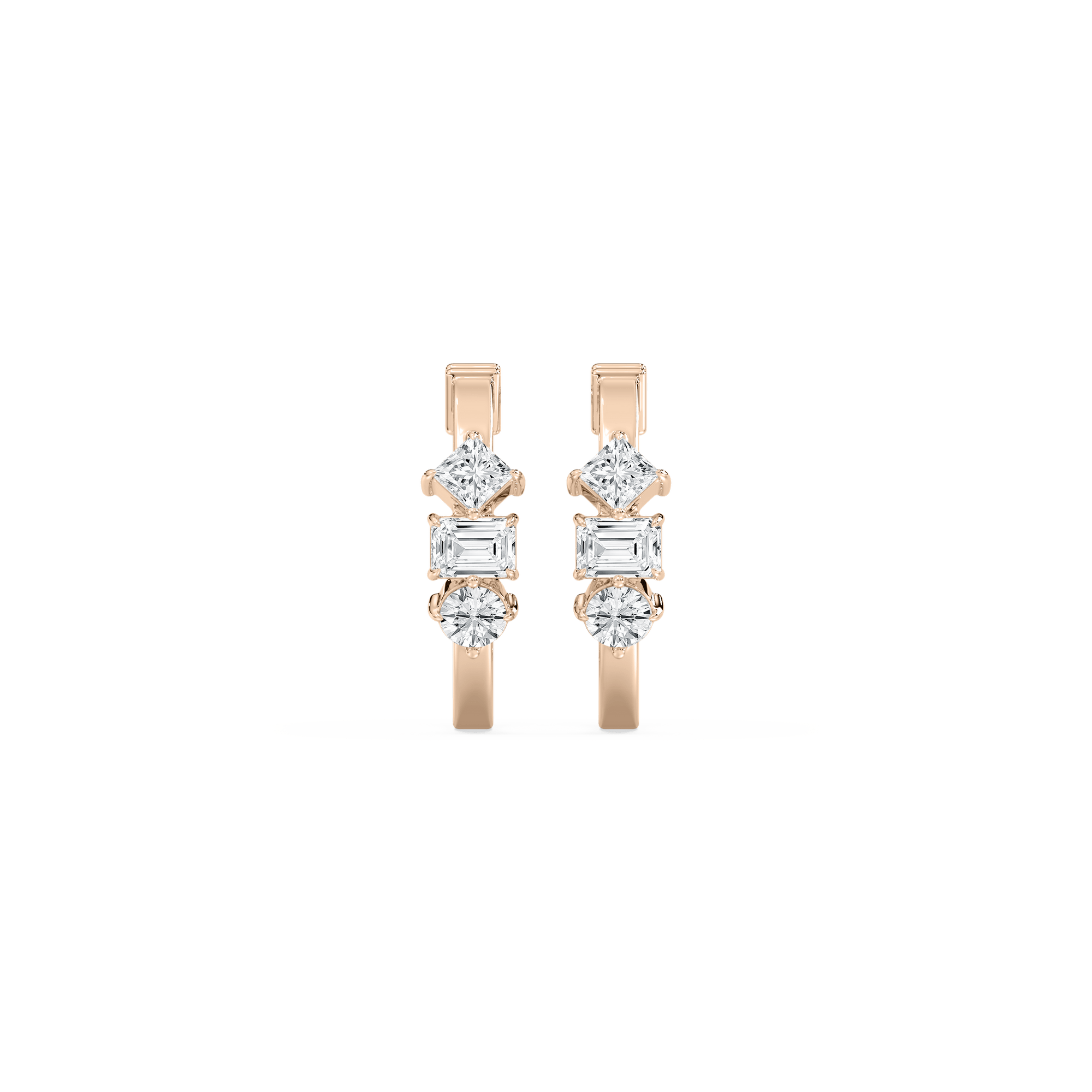 Multi-Cut Diamond Hoops in Rose Gold