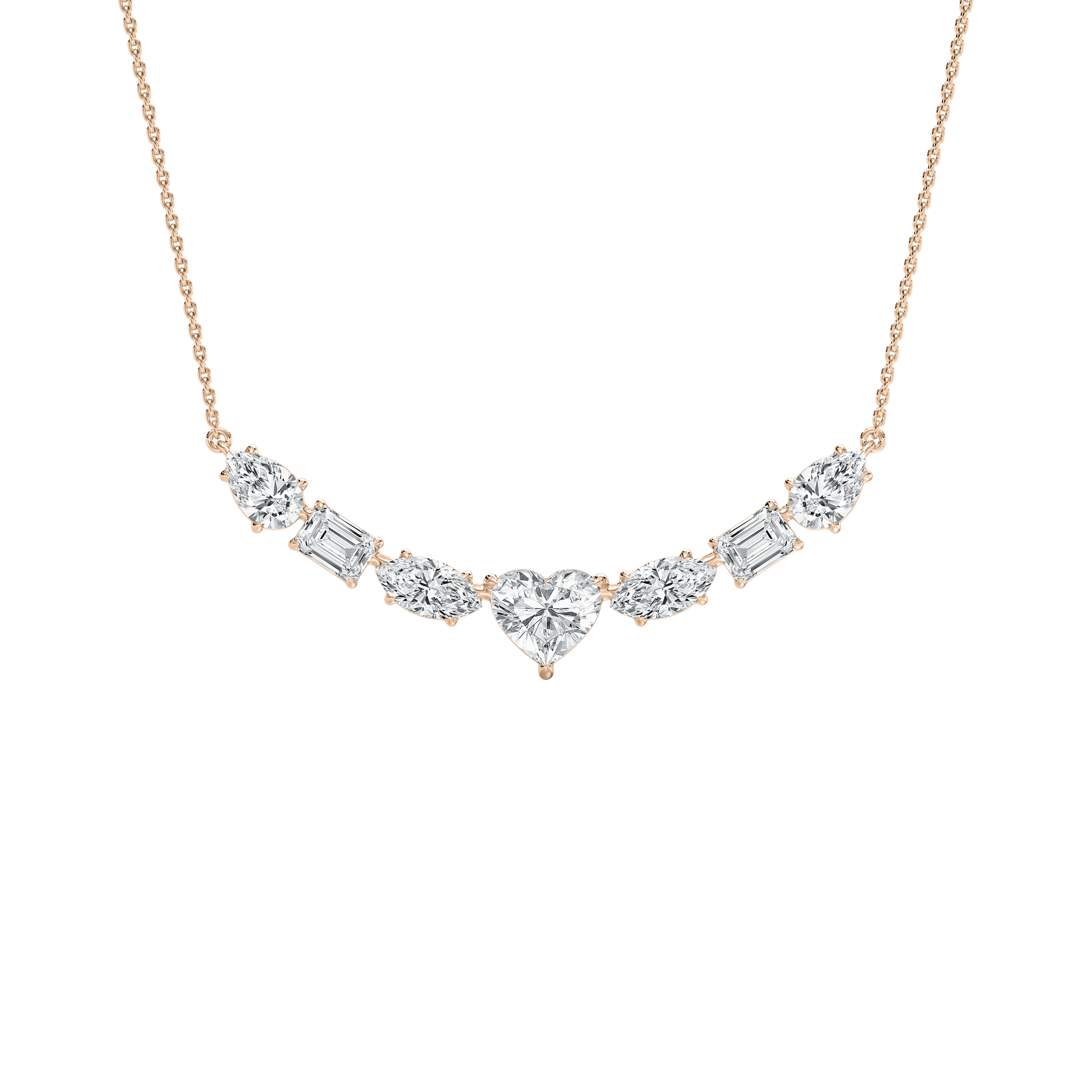 Multi-Stone Diamond Necklace in Rose Gold