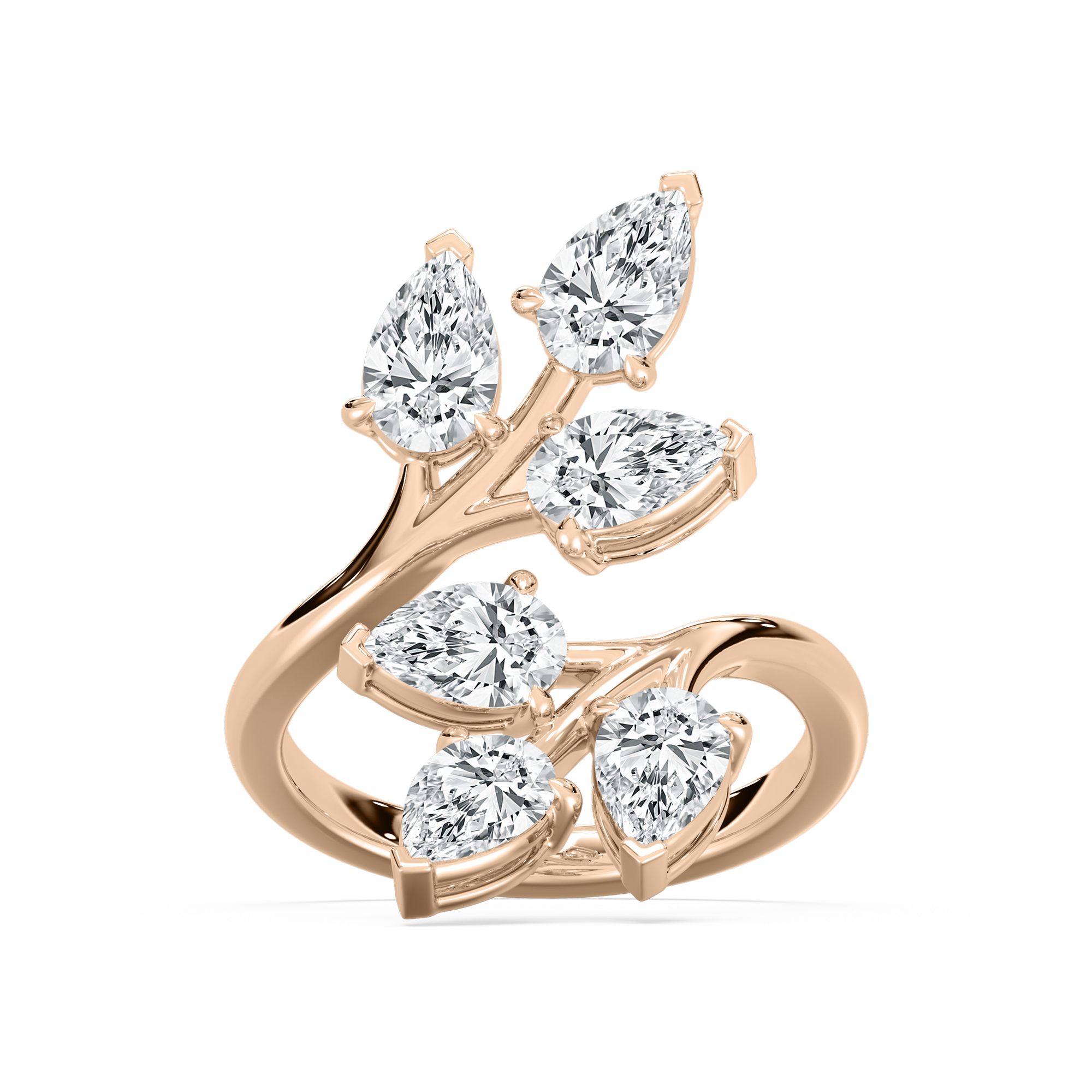 Multi Pear Wrap Ring in Rose Gold