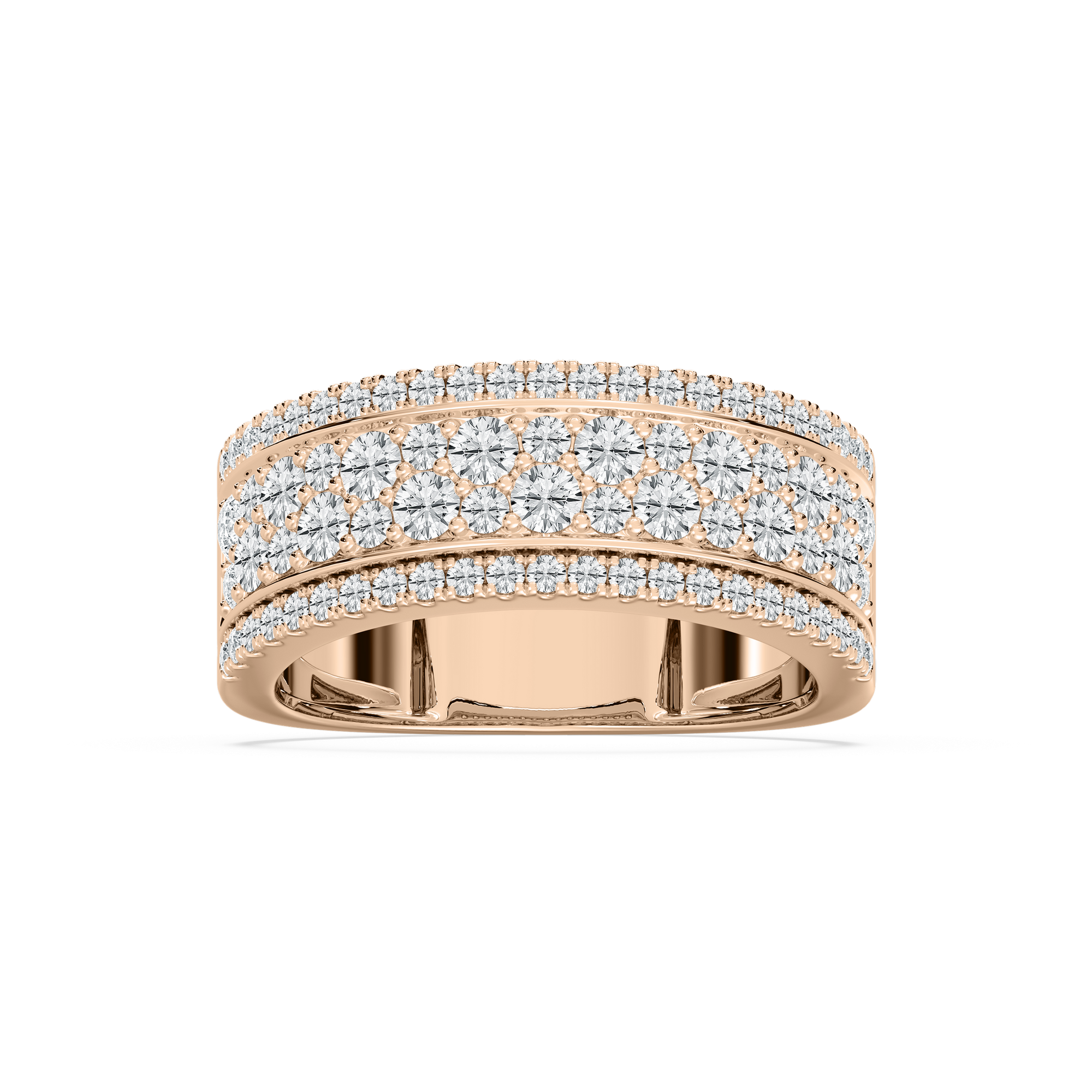Multi Row Diamond Band in Rose Gold
