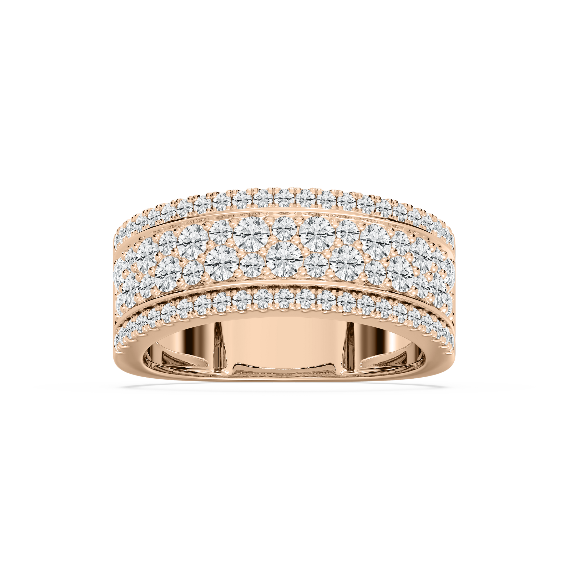 Multi Row Diamond Band in Rose Gold