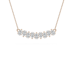 Nine-Stone Pear Diamond Necklace in Rose Gold