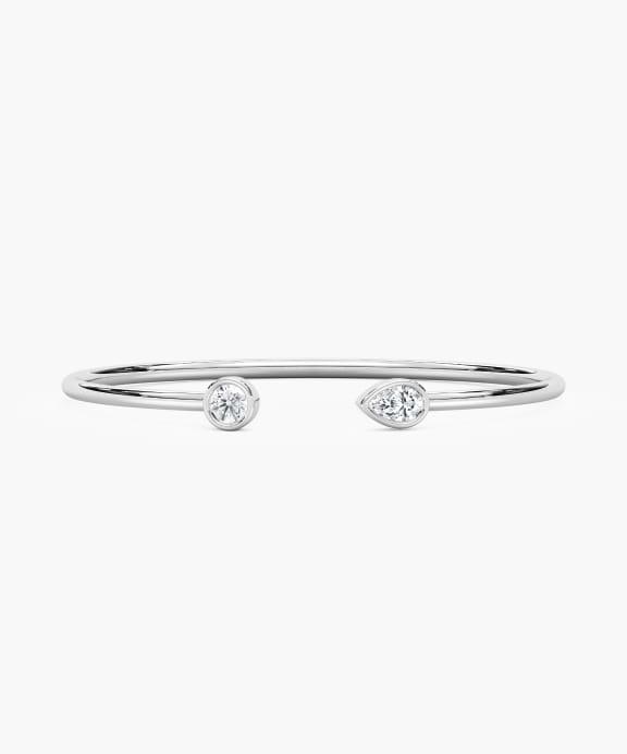 Open Cuff Bezel Bracelet in White Gold | Miadonna