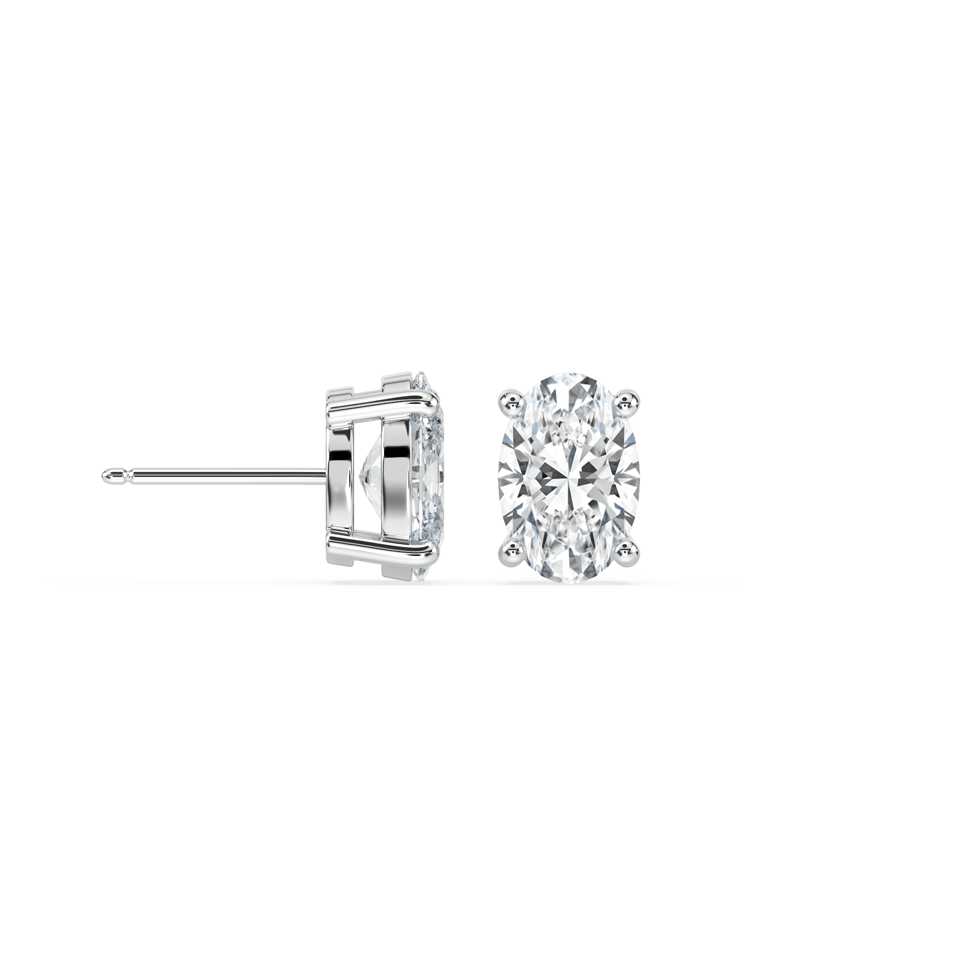 Oval Basket Studs with 1.50ctw Lab-Grown Diamonds in 14K White Gold