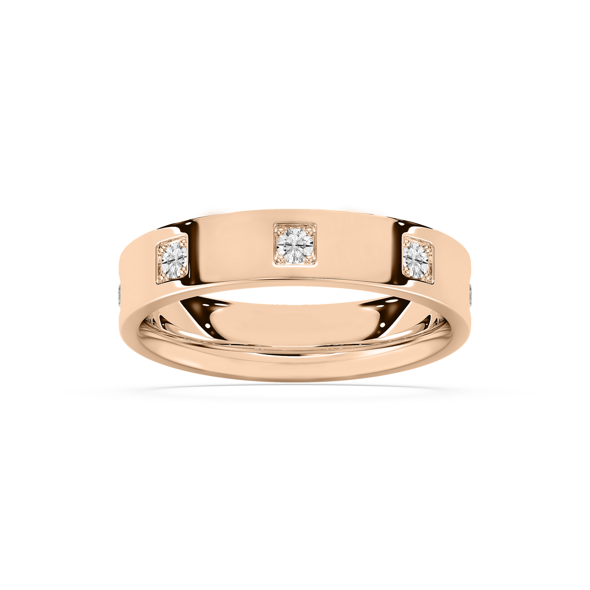 Owen Flat Edge Band in Rose Gold