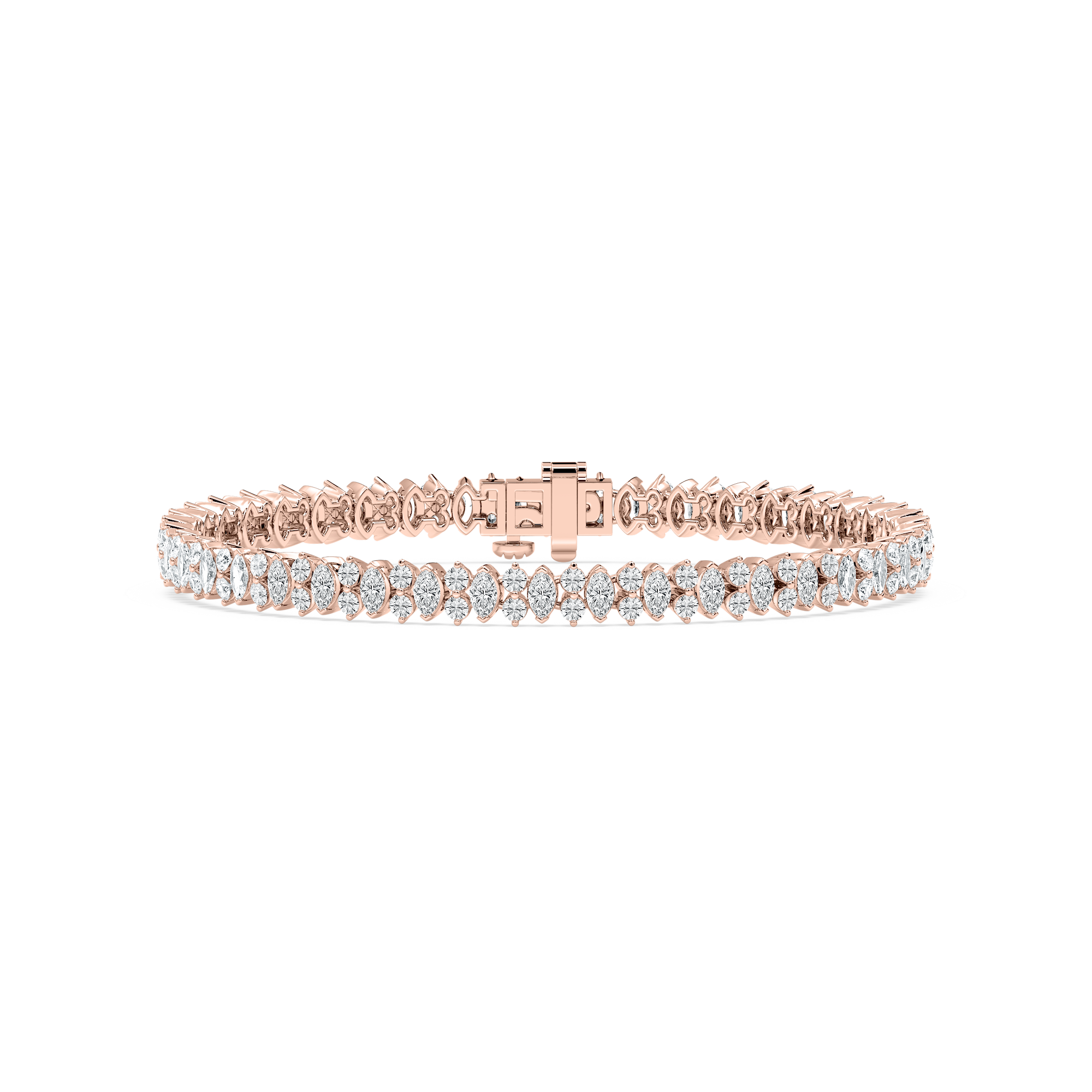6 ⅙ ctw Marquise and Round Lab Grown Diamond Double Row Tennis Bracelet - 7 Inches