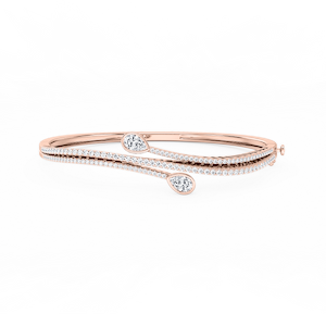 2 ¼ ctw Pear and Round Lab Grown Diamond Bypass Bangle Bracelet  - 7.25 Inches