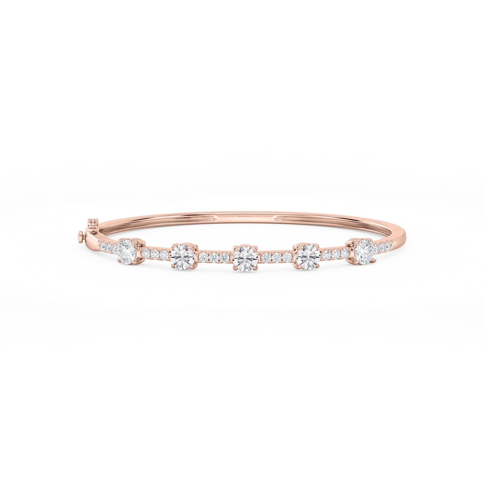 3 ctw Round Lab Grown Diamond Five Station Bangle Bracelet  - 7.25 Inches