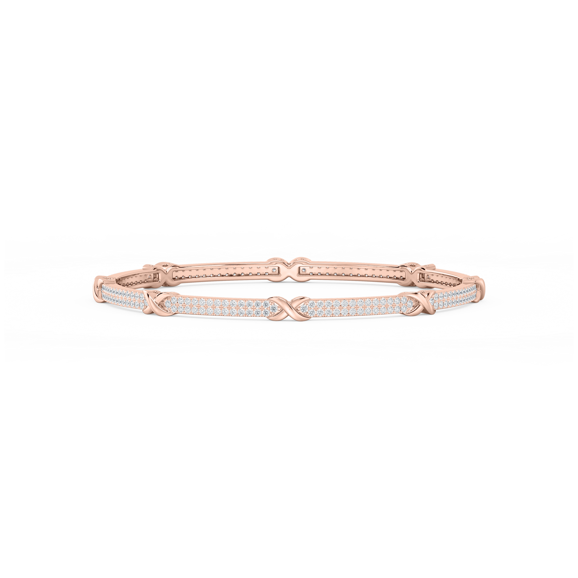 4 ½ ctw Round Lab Grown Diamond X Bangle Bracelet  - 7.25 Inches