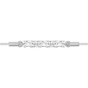 1/2 ctw Round and Emerald Lab Grown Diamond Alternating Five-Stone Bolo - 7 Inches